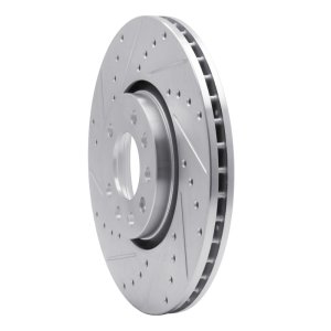 Chevrolet ASTRA Brake Rotor (1) - Front Left - R1 Concepts - Drilled & Slotted - Silver - `99-`10